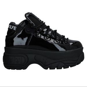 Naked Wolfe Black Patent Leather Platform Sneakers